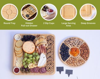 Custom Engraved Bamboo Charcuterie Board Personalized Wedding Gift, Bridal Shower Housewarming, Mothers Day, Birthday