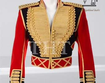 Jaqueta militar inspirada em Michael Jackson: Casaco Hussardo trançado dourado