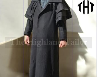 Men’s Inverness Wool Cape Coat: Victorian Sherlock Holmes Overcoat