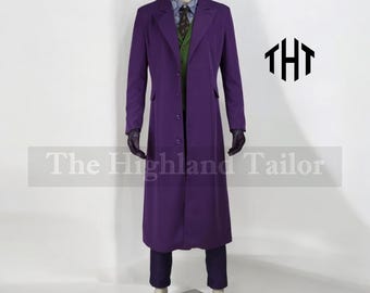 Purple Joker Long Coat: Comic Villain Halloween Cosplay