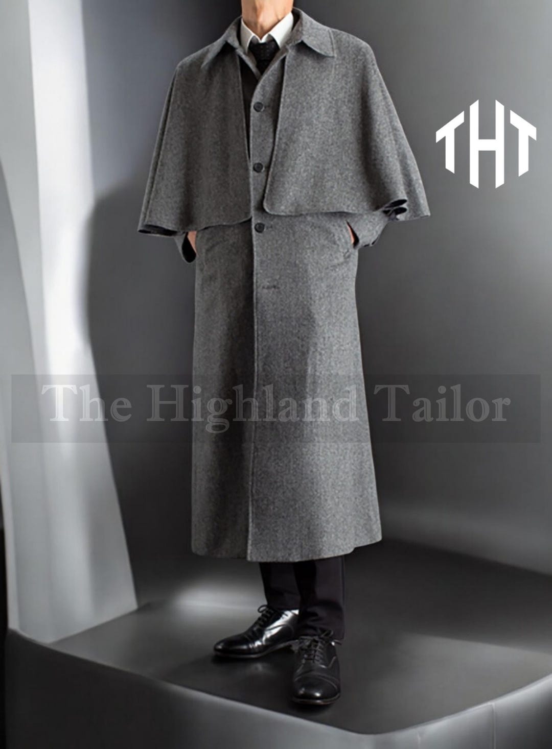 Men's Wool Ulster Cape Coat: Victorian Steampunk Sherlock Holmes ...