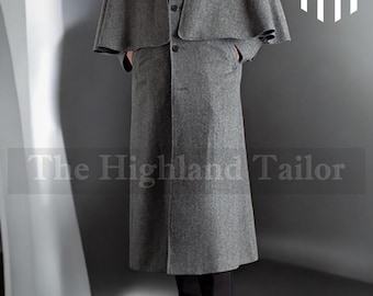 Men's Wool Ulster Cape Coat: Victorian Steampunk Sherlock Holmes Overcoat