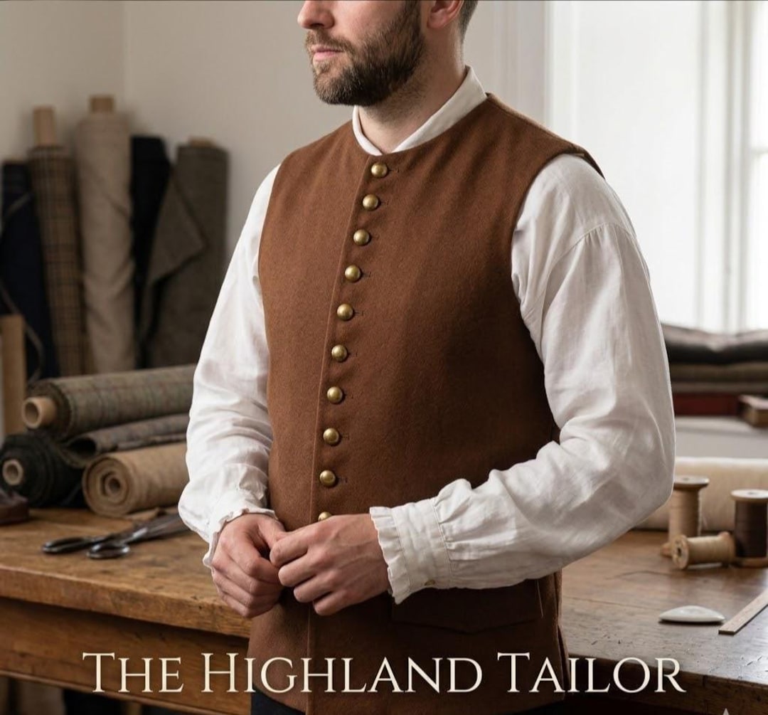 Men's Brown Wool 18th Century Colonial Vest – Revolutionary War ...