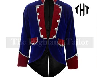 Men's Blue Velvet Vladimir Tailcoat: Gothic Steampunk Cosplay Jacket