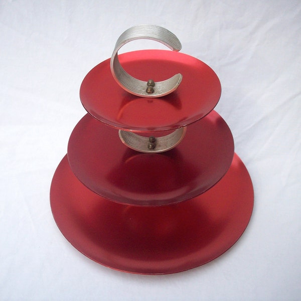 Vintage Aluminum Tiered Tray / Regal Quality Aluminum / Deco / Candy Tray