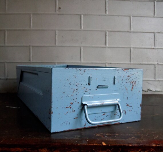 Vintage Metal Drawer With Handle And Label Holder Old Metal Etsy