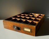Vintage Divided Wood Drawer with Original Hardware and Paper Labels Numbered / Distressed / Storage Organization / Furniture Drawer
