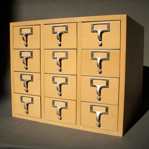 RESERVED for Erica  S  A  L  E  Vintage Library Card Catalogue Drawers File with 12 Drawers / Office