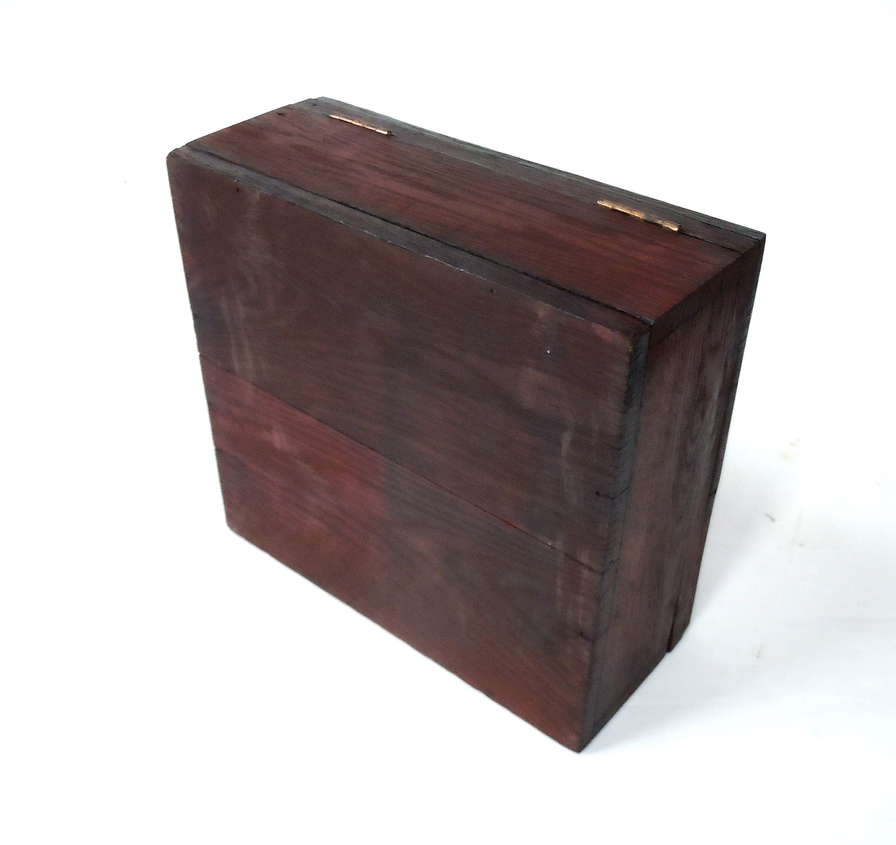 Vintage Wood Box With Heavy Brass Label Holder / Storage