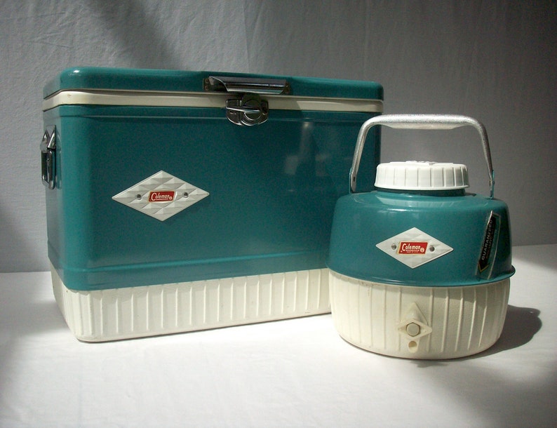 Vintage Aqua Coleman Snowlite Cooler and Jug / Original Boxes Etsy