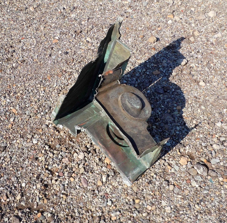 Antique Copper Architecture Bracket / Vintage Architecture Salvage / Copper Patina / Weathered