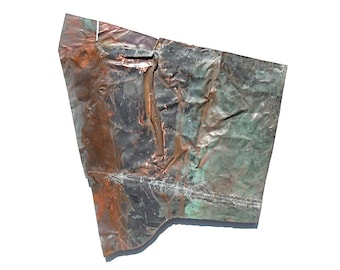 Vintage Copper Architectural Salvage / Architecture Scrap Art / Heavy Copper Patina / Wall Art / Wall Hanging / Distressed Weathered Copper