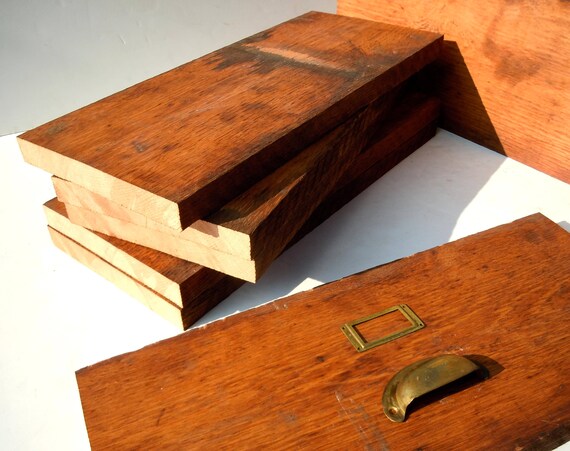 Vintage Oak Drawer Front Blanks And Brass Hardware Diy Etsy
