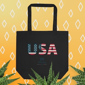 USA Drapeau américain patriotique 4 juillet Amérique pour femme Sac fourre-tout écologique