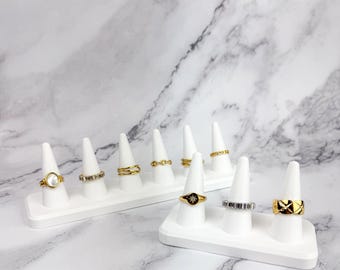 Bandejas modulares para exhibición de anillos / Organizador de joyas de 24 ranuras con caja de almacenamiento / Bandejas de 3 y 6 ranuras ideales para viajes