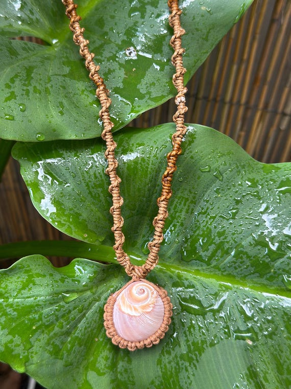 Natural Shell Macrame Style Necklace - Etsy