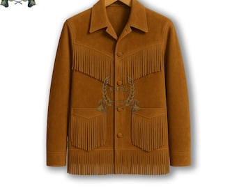 Vintage suède westernjack met franjes | Handgemaakte cowboystijl