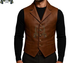 Handmade Brown Leather Vest | Steampunk Pirate Costume