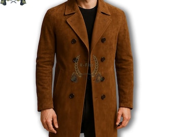 Abrigo de invierno cruzado con efecto ante para hombre