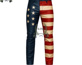 Handmade American Flag Leather Pants: Biker, Festival, Western Style