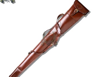 Handmade Waterproof Bridle Leather Shotgun Slip, Zipper Case