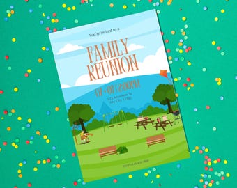 Park Picnic Family Reunion Invitation: Editable Canva Template (Digital Download)