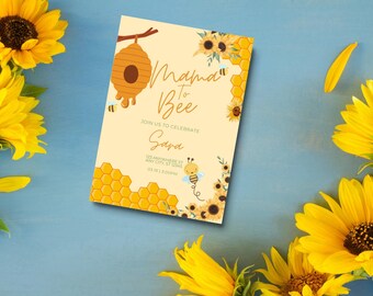 Mama to Bee Baby Shower Invitation: Honeycomb Bee Theme (Editable Canva Template, Instant Download)