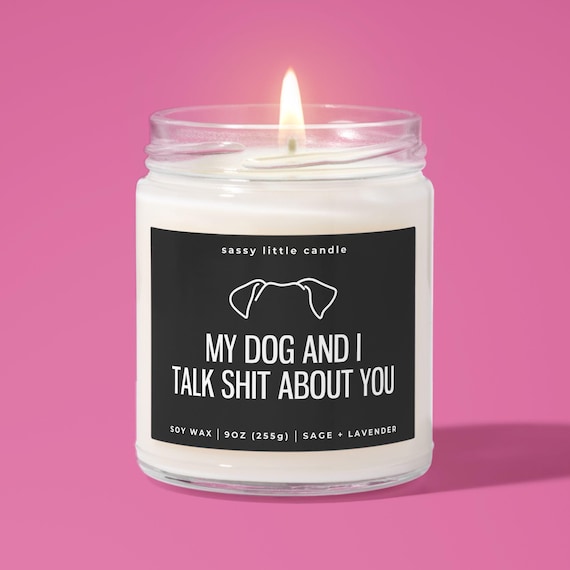 Dog Mom Candle, My Dog and I Talk Sh*t About You Funny Dog Owner Gift, Dog Mama Gifts, Dog Lover Gift Women Dog Humor Scented Soy Wax Candle