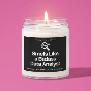 Badass Data Analyst Candle, Funny Data Analysis Scented Soy Wax Candle, Data Analytics  Data Scientist Statistics Database Graduation Gift