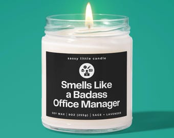 Badass Office Manager Candle, Funny Employee Gifts, Soy Wax Employee Candle, Office Manager Gift, Office Staff Appreciation Gifts Thank You