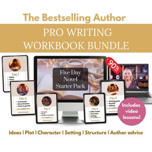 Novel Writing Workbook | 5-Day Course by NYT Bestselling Author | Writing Templates, Plot, Character, Story Planner, NaNoWriMo, Fanfic