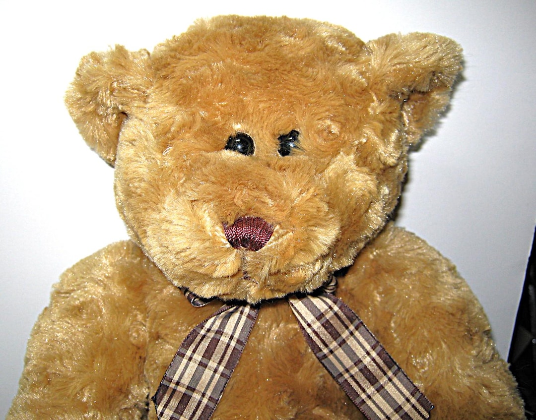 Vintage - Goffa International Plush Brown Teddy Bear W/plaid Bow Around ...