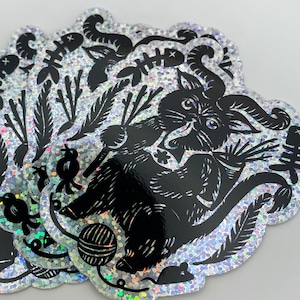 Krampus Cat Sticker, Glitter Sticker, Holographic Sticker, Kitty Krampus, Cute Krampus, Greetings Vom Krampus, Merry Krampus, Krampus Gift