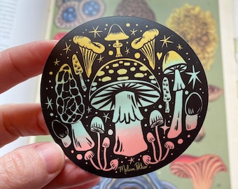 Mushroom Sticker, Mushroom Vinyl Sticker, Mushroom Gift, Mushroom Art, Magic, Toadstool, Morel, Forager, Forest Core, Cottage Core Decor