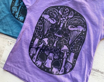 Kids Mushroom Shirt, Pacific Northwest Mushroom, Toddler Mushroom T-Shirt, Kids Birthday, Chanterelle, Morel, Cottagecore, Forest Birthday