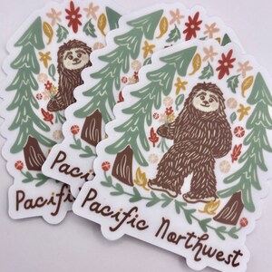 Sasquatch Sticker, Pacific Northwest Sticker, PNW Sticker, Bigfoot Sticker, Cryptid Sticker, Sasquatch Believer, Bigfoot Believer
