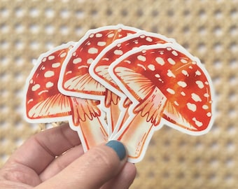 Mushroom Sticker, Amanita, Mushroom Art, Cottage Core, Forest Art, Mushroom Lover, Mushroom Hunter, Forage, Toadstool, Fly Agaric