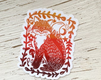 Fox Sticker, Woodland Sticker, Cute Fox Sticker, Fox Art, Fox Illustration, Cute Sticker, Red Fox, Fox Lover, Animal Sticker, Art Sticker