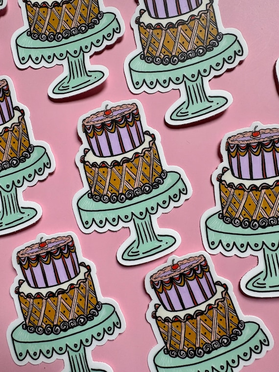 Cake Sticker, Layer Cake, Bakery Sticker, Baker Gift, Sweets, Confectionery, Birthday Cake, Birthday Sticker, Birthday Gift