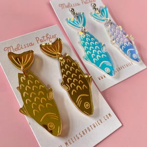 Fish Earrings, Sardine Earrings, Goldfish Earring, Holographic Fish Earrings, Art Earrings, Funny Earrings, Sardine Earring, Mediterranean