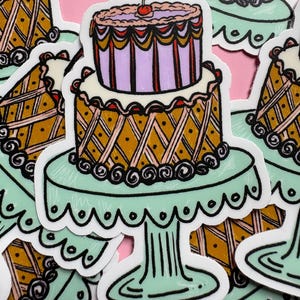 Cake Sticker, Layer Cake, Bakery Sticker, Baker Gift, Sweets, Confectionery, Birthday Cake, Birthday Sticker, Birthday Gift immagine 2