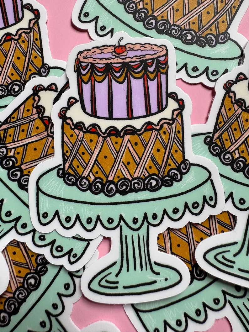 Cake Sticker, Layer Cake, Bakery Sticker, Baker Gift, Sweets, Confectionery, Birthday Cake, Birthday Sticker, Birthday Gift immagine 2
