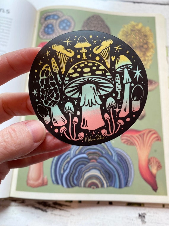 Mushroom Sticker, Mushroom Vinyl Sticker, Mushroom Gift, Mushroom Art, Magic, Toadstool, Morel, Forager, Forest Core, Cottage Core Decor