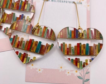 Book Earrings, Library Earrings, Librarian Earrings, Teacher Earrings, Book Lover, Book Work, Reader, Teacher Gift, Mother's Day, Galentines