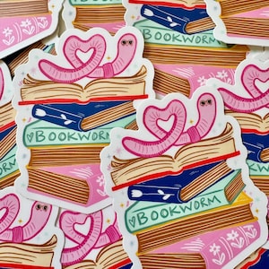 Bookworm Sticker, Book Sticker, I Love Books, I Love Reading, Librarian Sticker, Teacher Sticker, Support Your Library, TBR Pile Sticker