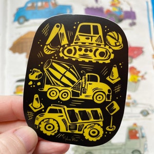 Construction Truck Sticker, Dump Truck Sticker, Truck Party Favor, Kids Truck Gift, Digger Truck Sticker, Cement Truck Sticker, Truck Gift