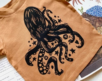 Organic Octopus Shirt for Kids, Toddler Octopus Shirt, Kids Octopus Tee, Octopus Theme, Organic Octopus Clothes, Octopus Baby Clothing