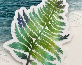 Fern Sticker, Clear Fern Plant Sticker, Pacific Northwest, Houseplant, Nature Sticker, Watercolor Sticker, Plant Lady, Plant Dad