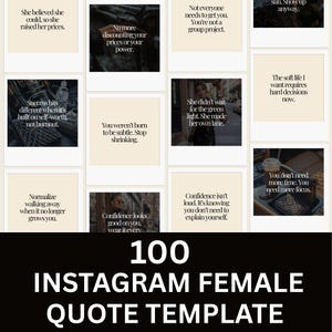 100 Editable Instagram Quote Templates | Boss Babe, Girl Boss, Lady Boss Quotes | Canva Black & Warm Beige | Women Empowerment Posts