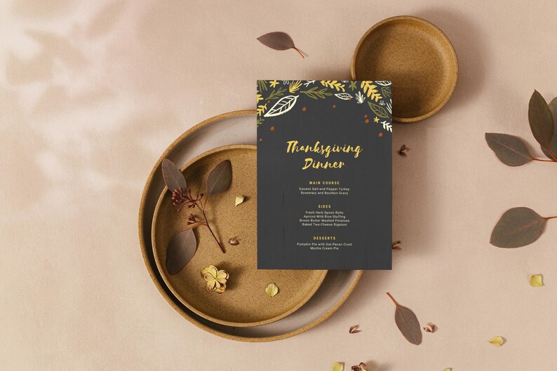 Black Thanksgiving Dinner Menu Template, Editable Canva Menu (digital ...